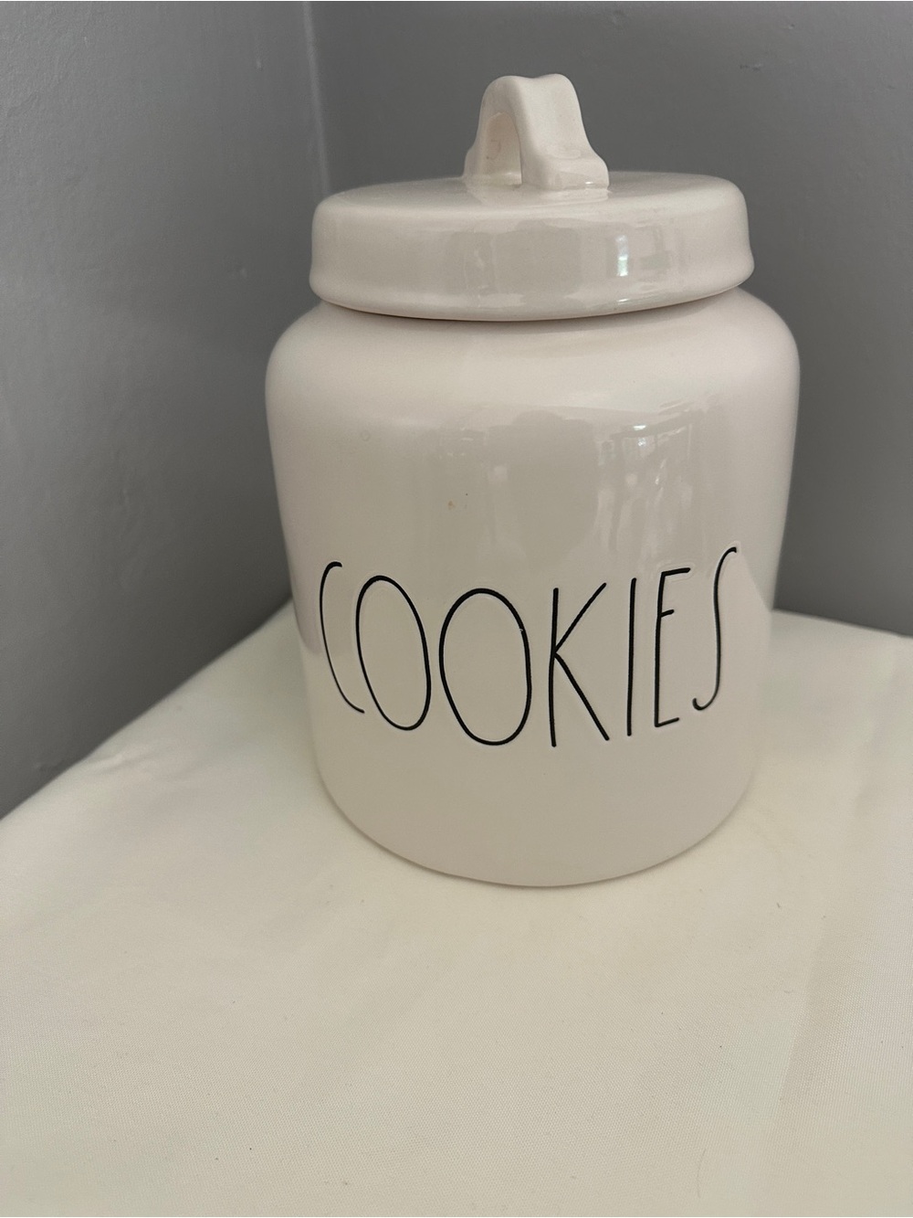 Rae Dunn Cookie Jar White with/ Black Lettering